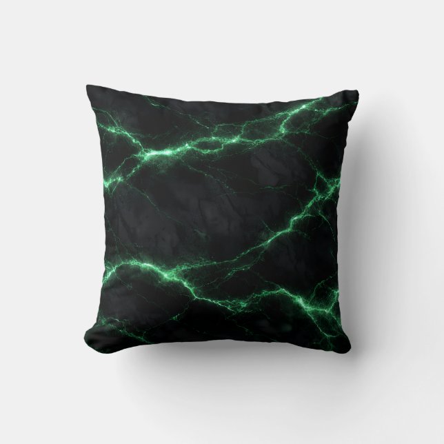 Almofada Emerald Green Electric Marble Throw Pillow (Frente)
