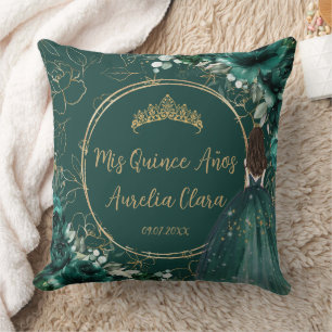 Almofada Emerald Green Floral Princesa Quinceañera Keepsaam