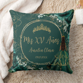 Almofada Emerald Green Floral Princesa Quinceañera Keepsaam