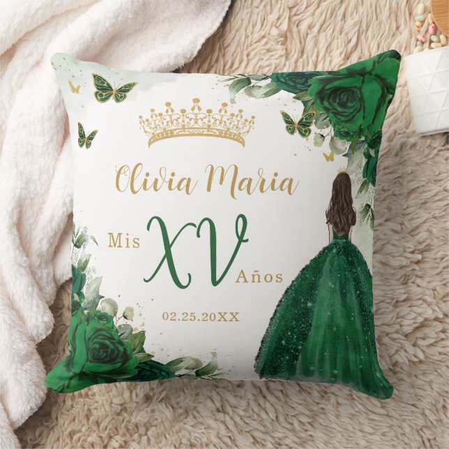 Almofada Emerald Green Floral Princess Dress Quinceañera (Cobertor)