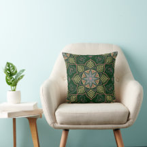 Emerald Green Mandala Flower Bohemian Patterian