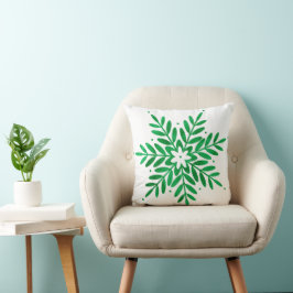 Almofada Emerald Watercolor Snowflake