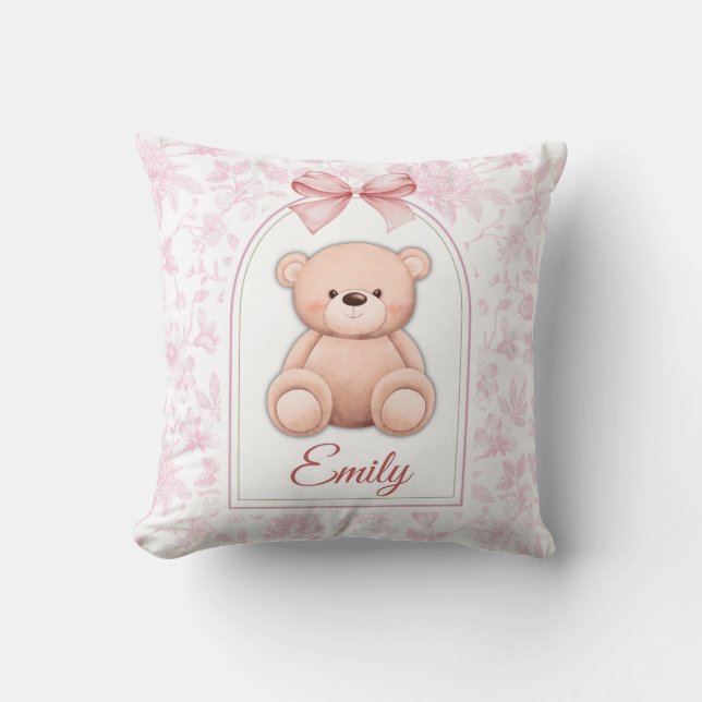 Almofada Emily | Design de Enfermeiro de Urso Rosa Personal (Frente)