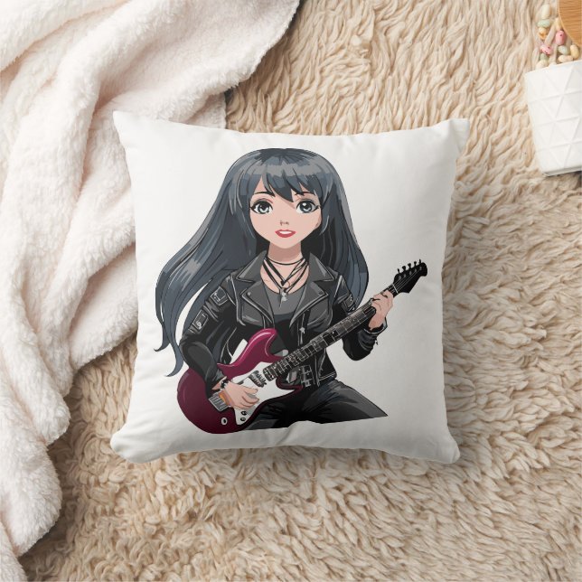 Almofada Emo girl with long black hair (Cobertor)