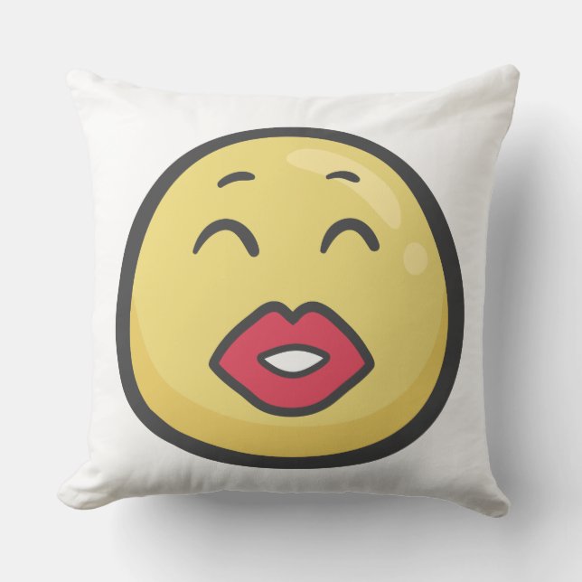 Almofada Emoji: Beijando a cara com olhos de sorriso (Frente)