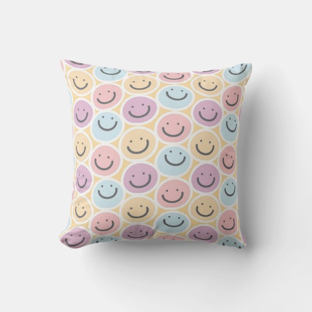 Almofada Emoji de Sorriso Retro Doodle (Frente)