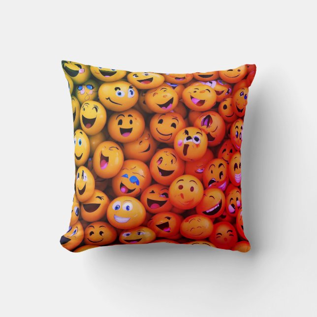 Almofada Emoticon Extravaganza: Estilo de Design Expressivo (Frente)