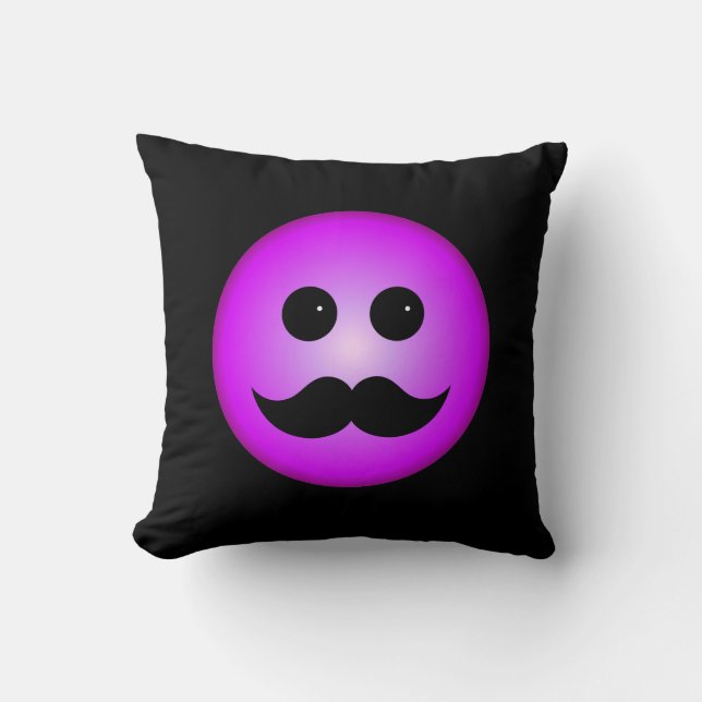Almofada Emoticon roxo do bigode (Frente)