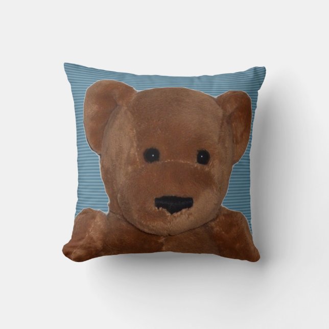 Almofada Empurre o Urso de Teddy com Fundo Azul Strik (Frente)