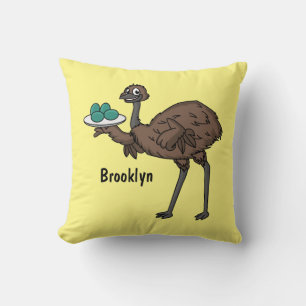 Almofada Emu com ilustração de desenho animado de ovos