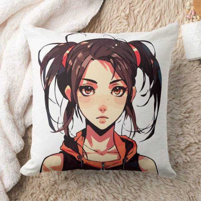 Almofada Encantadora Garota do Manga: Ilustração do Vetor d (Cobertor)
