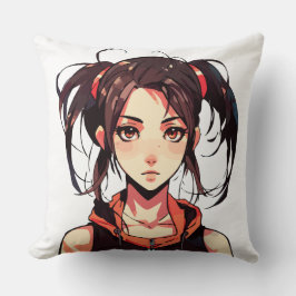 Almofada Encantadora Garota do Manga: Ilustração do Vetor d
