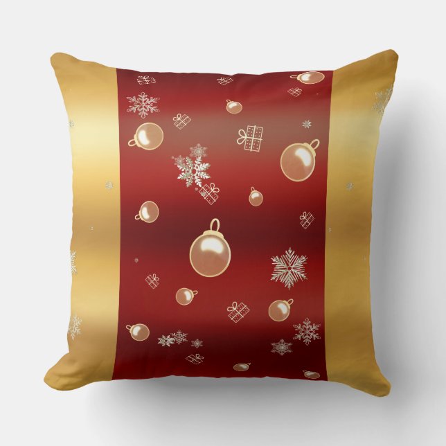 Almofada Encantamento de Natal vermelho e ouro (Frente)