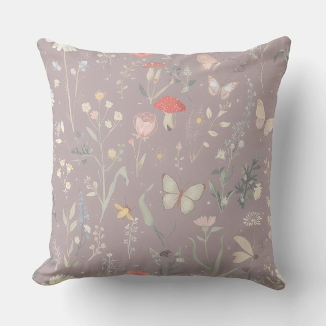 Almofada Enchanted Garden Wildflower Butterfly Whimsical (Frente)