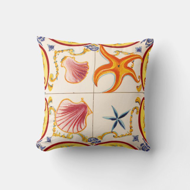 Almofada Encharcando conchas e Starfish (Frente)