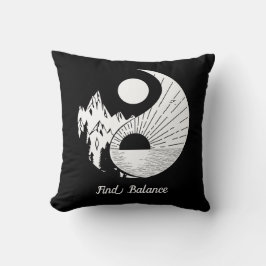 Almofada Encontre o saldo Zen Yin Yang Black White