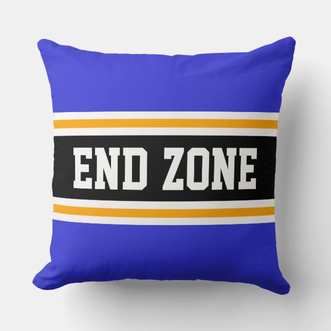 Almofada END ZONE Azul Real Naval Preto Laranja Listras (Frente)