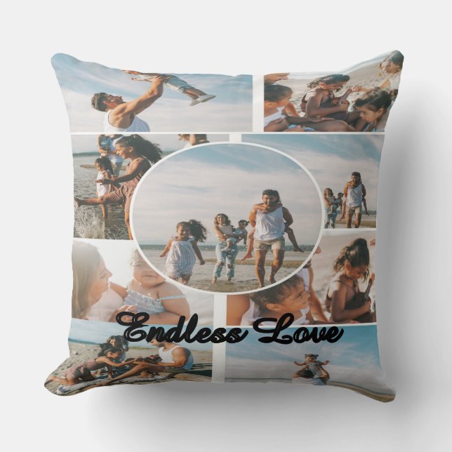 Almofada Endless Love Custom Family Collage Throw Pillow (Frente)