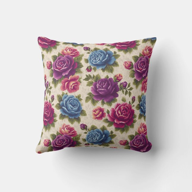 Almofada Ênfase de Rosa Botânica Charm Antiga (Verso)