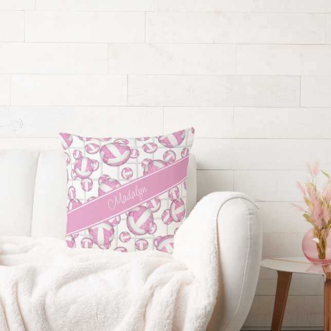 Almofada Ênfase líquida do padrão de volicola branca rosa (Sofá)