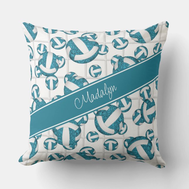 Almofada Ênfase líquida do vulicombo branco teal (Frente)