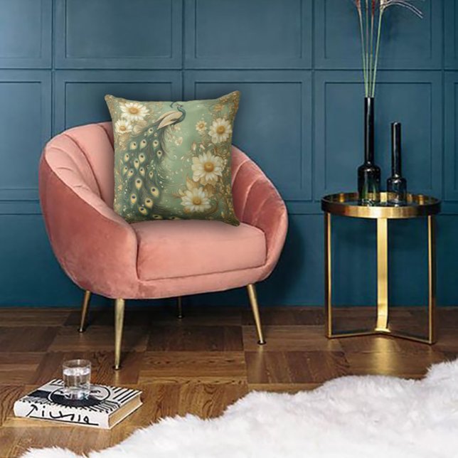 Almofada Ênfase Peacock de Arte eterno Nouveau (Criador carregado)