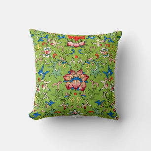 Almofada Enfeite Chinês Floral Verde Vintage Owen Jones