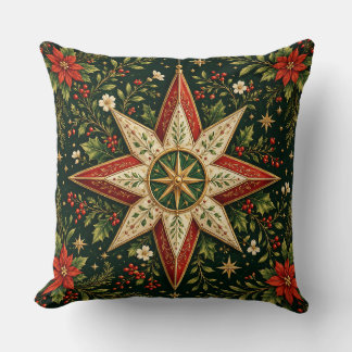 Almofada Enfeite de Estrela de Natal Antiga Poinsettia Holl