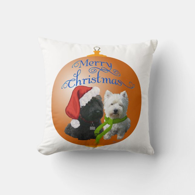 Almofada Enfeite de Natal Westie Scottie (Frente)