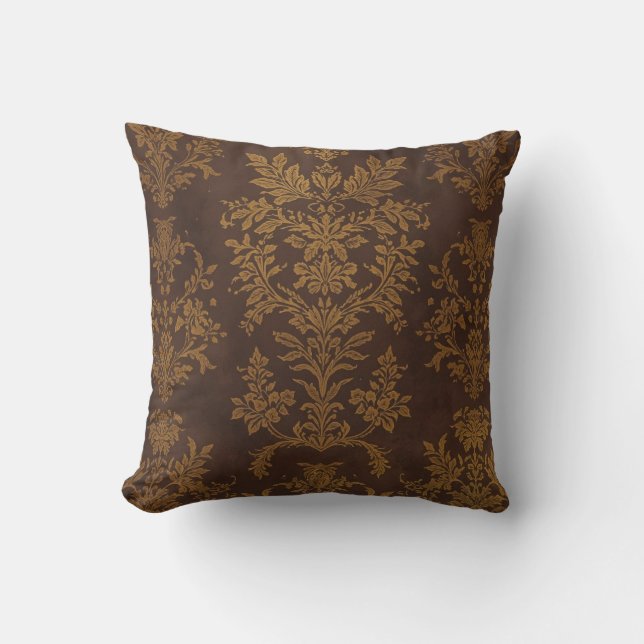 Almofada Enfeite Dourado Marrom Clássico, Vintage (Frente)