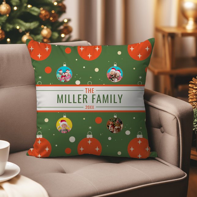 Almofada Enfeites de natal de fotos (Photo Christmas Ornament Throw Pillow)