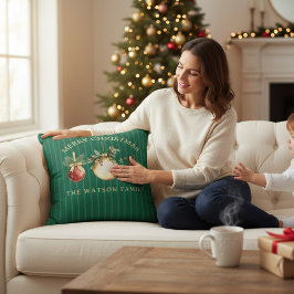 Almofada Enfeites de Natal Elegantes Sobrenome da Família