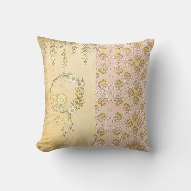 Almofada Enfermeira de Bolinhas Floral Rustic Pink Girl (Frente)