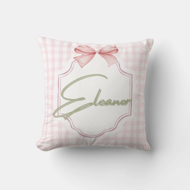 Almofada Enfermeira Eleanor Baby Nursery Gingham Personaliz (Frente)