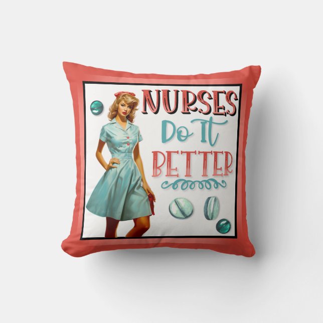 Almofada Enfermeira Nostálgica Bonita Enfermeira Pinup Faz  (Frente)