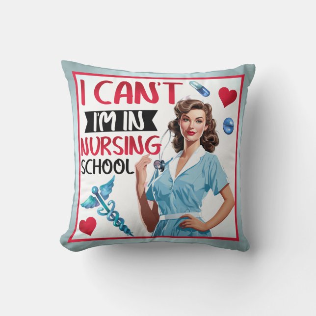 Almofada Enfermeira Nostálgica Bonita Se Aproxima Na Enferm (Frente)