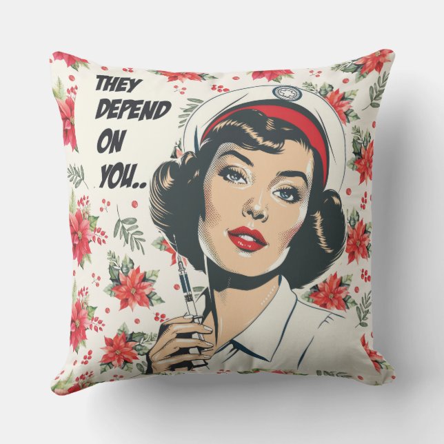 Almofada Enfermeira PopArt Poinsettia Pin-Up (Verso)