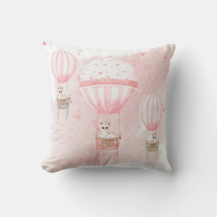 Almofada Enfermeiro Rosa Elegante Balões de Ar Quente Llam