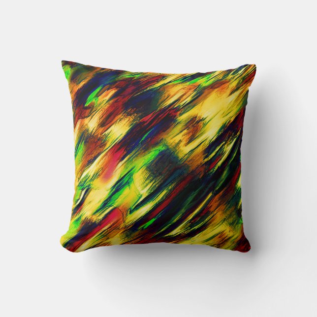 Almofada Enferrado de vermelho a amarelo, um pouco verde (Frente)