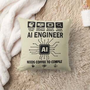 Almofada Engenheiro de IA Engraçado Programador Desenvolved
