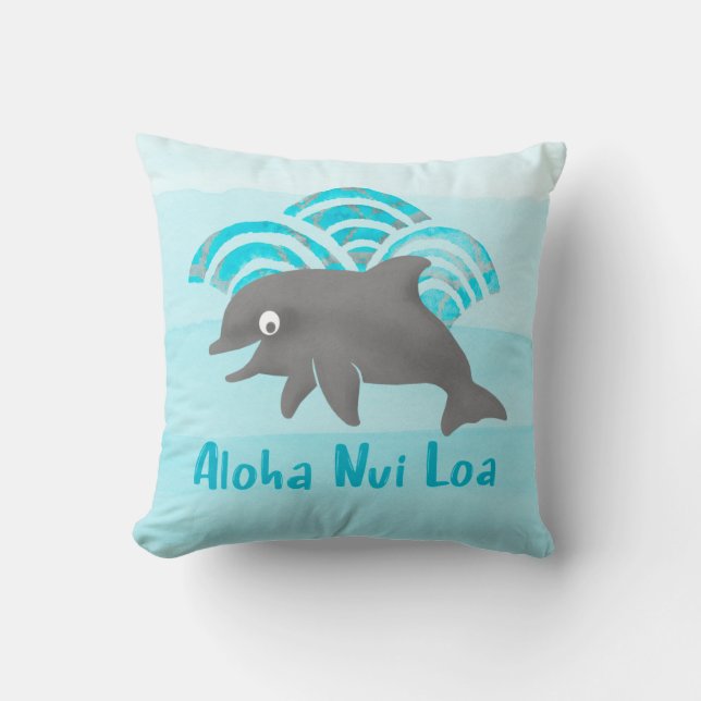 Almofada Engenheiro de Onda de Golfinhos de Ceiki Watercolo (Frente)