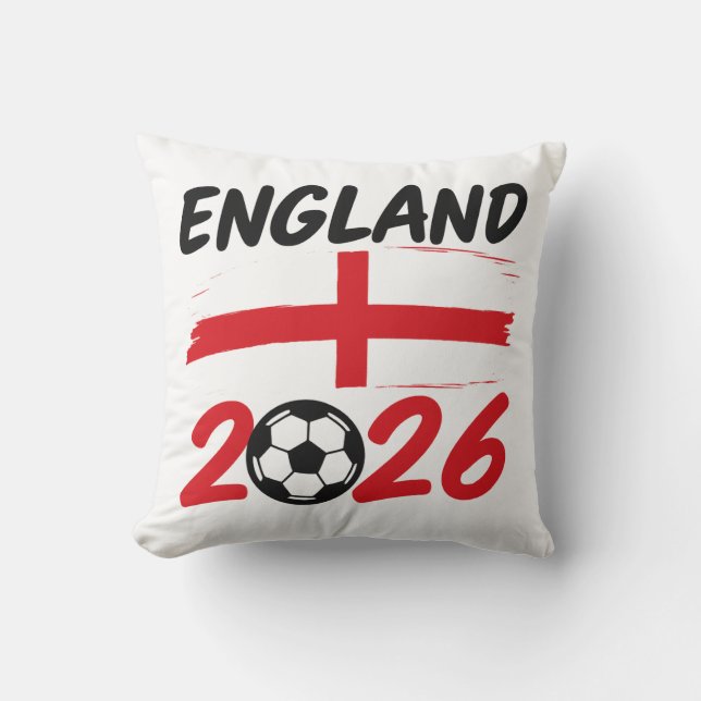 Almofada England 2026 Soccer Fan Design, Cross and Football (Frente)