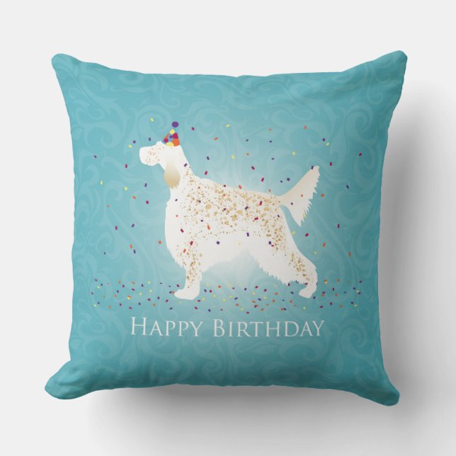 Almofada English Setter Happy Birthday Design (Frente)