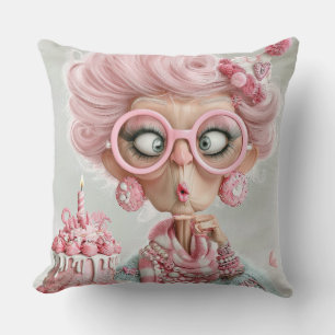 Almofada Engraçada Rosa Sassy Envelhecendo