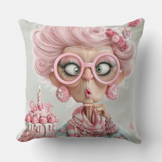 Almofada Engraçada Rosa Sassy Envelhecendo (Frente)