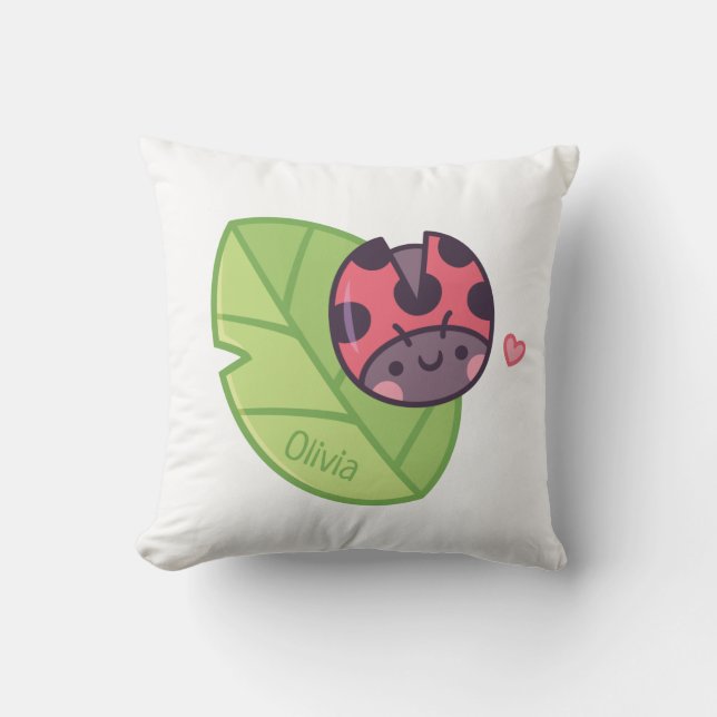 Almofada Engraçada Sala de Meninas Ladybug Personalizada (Frente)