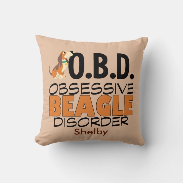 Almofada Engraçado Beagle Obcecado Personalizado (Frente)