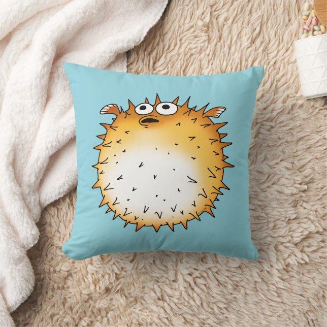 Almofada Engraçado Cartoon Puffer Fish Design (Cobertor)