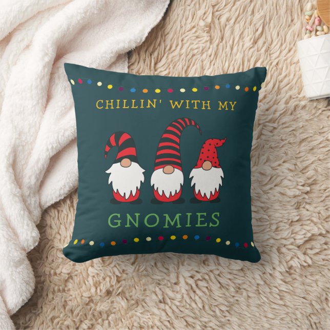 Almofada Engraçado Chillin' Com Meu Pun De Natal Gnomos | (Cobertor)