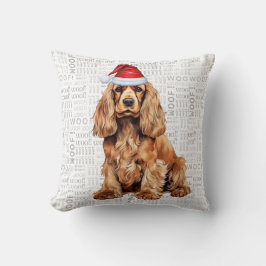 Almofada Engraçado Cocker Spaniel Dog Watercolor Natal